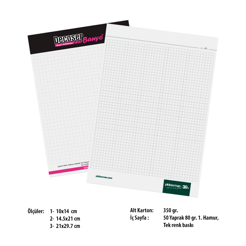 Tutkallı Bloknot Tutkallı Bloknot