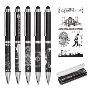 Kabartma Figürlü Metal Tükenmez Touchpen Kalem ...