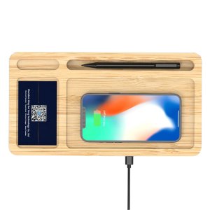 Bambu Masaüstü Organizer Wireless Mobil Şarj Ci...