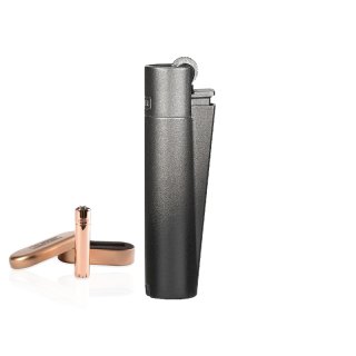 Clipper Büyük Boy Siyah Tramlı Metal Taşlı Çakmak